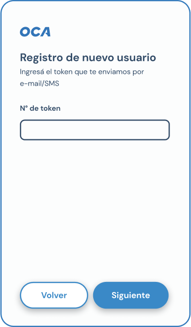 Captura de pantalla de la pantalla registro en la aplicaciÃ³n de OCA